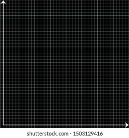 Black graph paper, white lines with x axis, y axis