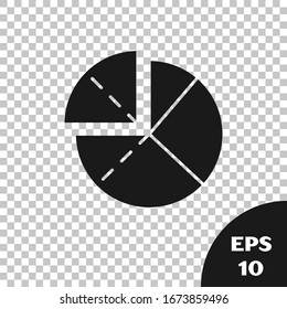 Black Graph, schedule, chart, diagram, infographic, pie graph icon isolated on transparent background.  Vector Illustration