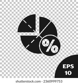 Black Graph, schedule, chart, diagram, infographic, pie graph icon isolated on transparent background.  Vector Illustration