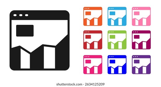 Schwarzes Diagramm, Zeitplan, Diagramm, Diagramm, Infografik, Tortendiagramm-Symbol einzeln auf weißem Hintergrund. Setzen Sie die Symbole bunt. Vektorgrafik