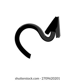 Flecha gráfica negra formando un bucle continuo, simbolizando conceptos de repetición, actualización, reciclaje y procesos en curso, apuntando hacia un movimiento hacia arriba y hacia la derecha