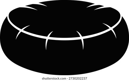 Um gráfico preto de uma bola de beisebol com costura branca é centralizado contra um fundo branco. As linhas de costura são curvas e uniformemente espaçadas.
