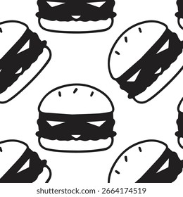 padrão de hambúrguer gráfico preto sobre fundo branco