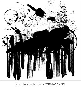 Black graphic geometric brush line round pattern background texture  abstract art design print