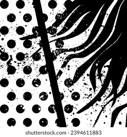 Black graphic geometric brush zigzag line round zebra pattern background texture  abstract art design print