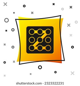 Black Graphic password protection and safety access icon isolated on white background. Security, safety, protection, privacy concept. Yellow square button. Vector