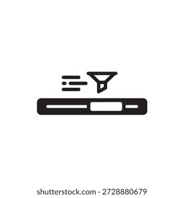 A black graphic representing a digital filter funnel with a horizontal adjustment slider bar for settings.