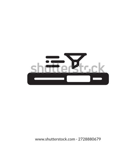 A black graphic representing a digital filter funnel with a horizontal adjustment slider bar for settings.