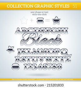 Black Graphic Styles for Design. Graphic styles can be use for decor, text, title, cards, events, posters, icons, logo and other.