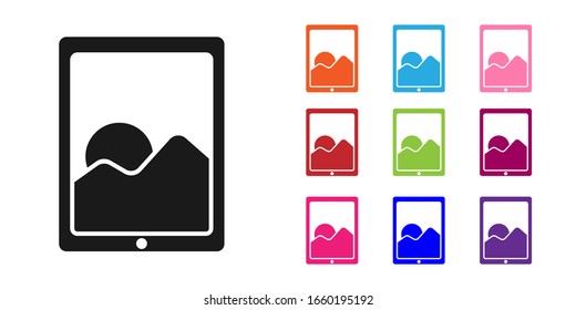 Black Graphic tablet icon isolated on white background. Set icons colorful. Vector Illustration