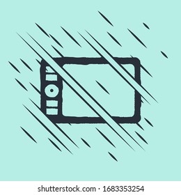 Black Graphic tablet icon isolated on green background. Glitch style. Vector Illustration
