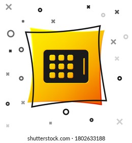 Black Graphic tablet icon isolated on white background. Yellow square button. Vector.