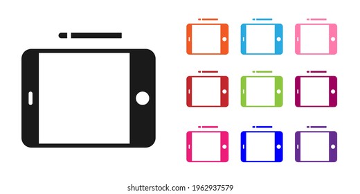 Black Graphic tablet icon isolated on white background. Set icons colorful. Vector Illustration