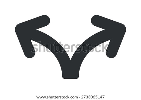 Black graphic of two arrows pointing outward forming a v shape design