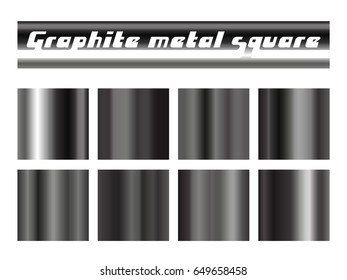 Black graphite gradient square set. Metallic texture background. Vector illustration.