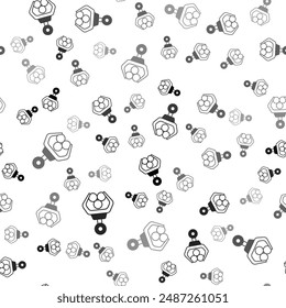 Grúa de Grapple negro agarró un icono de tronco aislado patrón sin fisuras sobre fondo blanco. La industria forestal. Grúa de Industrial para la producción de troncos de madera.  Vector