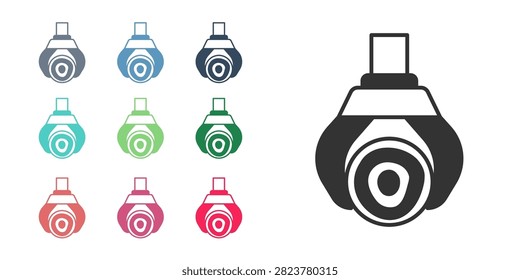 Black Grapple crane grabbed a log icon isolated on white background. Forest industry. Industrial crane for lumber trunk wood production. Set icons colorful. Vector