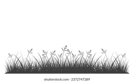 Black grass border silhouettes editable background vector image