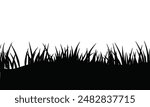 Black grass border silhouettes illustration on white.
