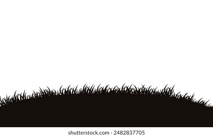 Black grass border silhouettes illustration on white.