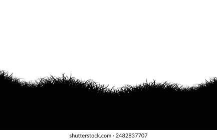 Black grass border silhouettes illustration on white.