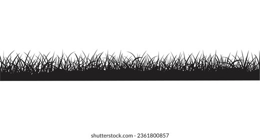 Black grass, bushes silhouette on white background. Vector illustration