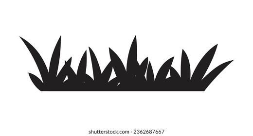 Black grass, bushes silhouette on white background. Vector illustration