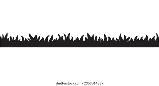 Black grass, bushes silhouette on white background. Vector illustration