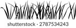 Black grass silhouette horizontal border. Seamless meadow lawn blades or reed field panoramic element