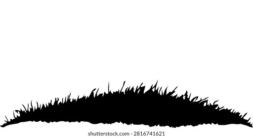 Black grass silhouette isolated on white background suitable for nature and environmental themes.