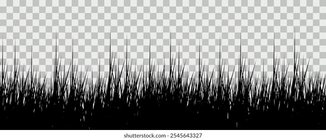 Silueta de hierba negra sobre fondo transparente para proyectos de diseño de paisaje, naturaleza, jardinería y exteriores