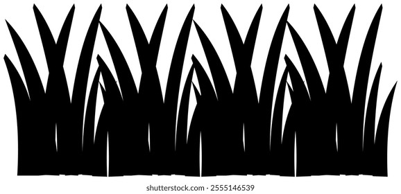 Black grass silhouette on white background. Vector illustration