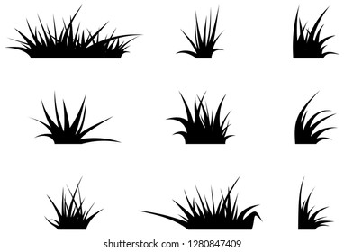 Black grass silhouette set. Vector illustration.