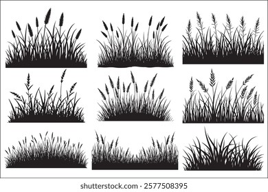 Black Grass Silhouette Vector Art
