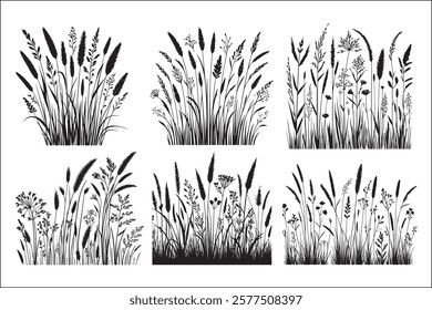 Black Grass Silhouette Vector Art