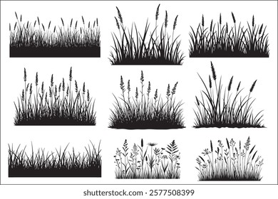 Black Grass Silhouette Vector Art