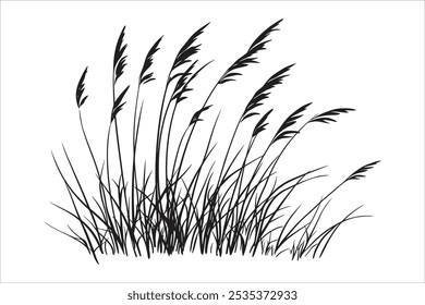 Black Grass Silhouette Vector Illustration