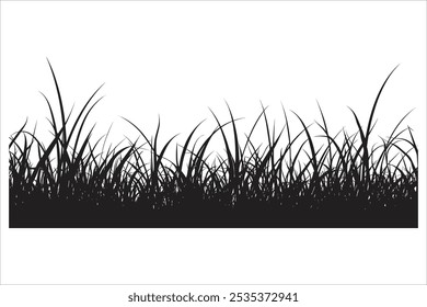 Black Grass Silhouette Vector Illustration