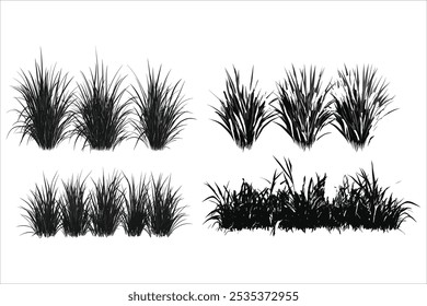 Black Grass Silhouette Vector Illustration