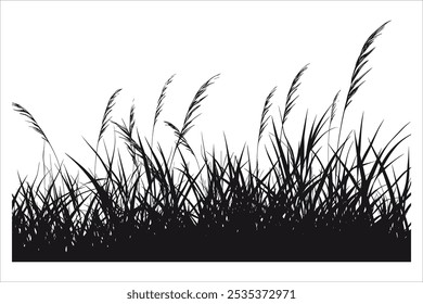 Black Grass Silhouette Vector Illustration