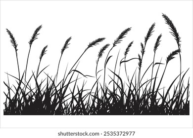 Black Grass Silhouette Vector Illustration