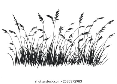 Black Grass Silhouette Vector Illustration