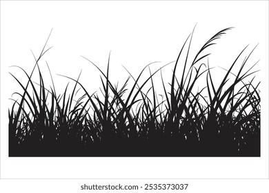 Black Grass Silhouette Vector Illustration
