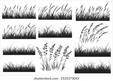 Black Grass Silhouette Vector Illustration