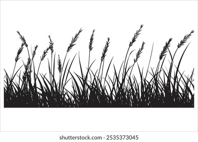Black Grass Silhouette Vector Illustration