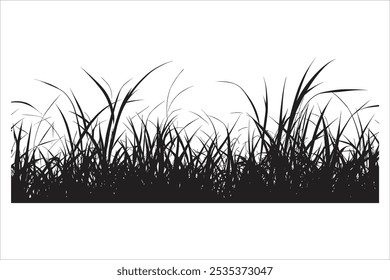 Black Grass Silhouette Vector Illustration