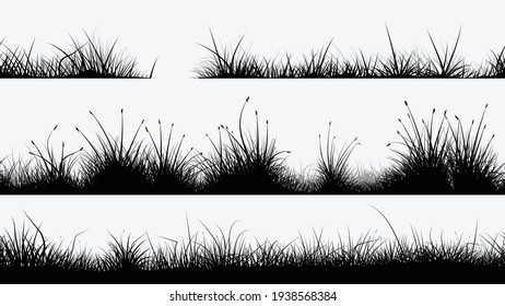 black grass silhouettes in set on white