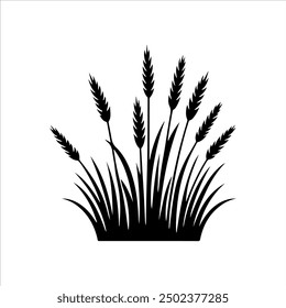 Black grass with wheat field icon silhouette vector illustration design on white background.