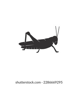 Black grasshopper silhouette vector on a white background