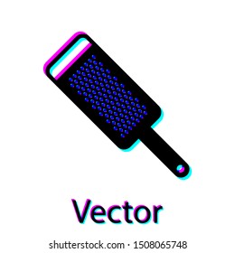 Black Grater icon isolated on white background. Kitchen symbol. Cooking utensil. Cutlery sign.  Vector Illustration